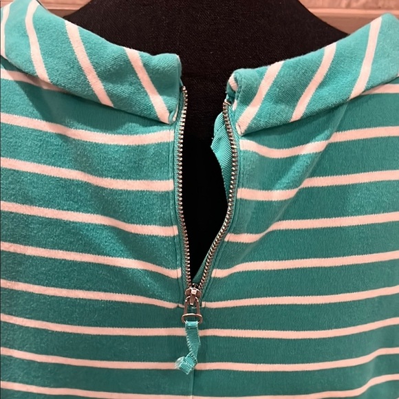 Talbots Green and White Sheath Dress Sleeveless Cowl Neck Midi size Large - Picture 7 of 10